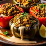 Smoky Lentil-Walnut “Meat” Stuffed Peppers