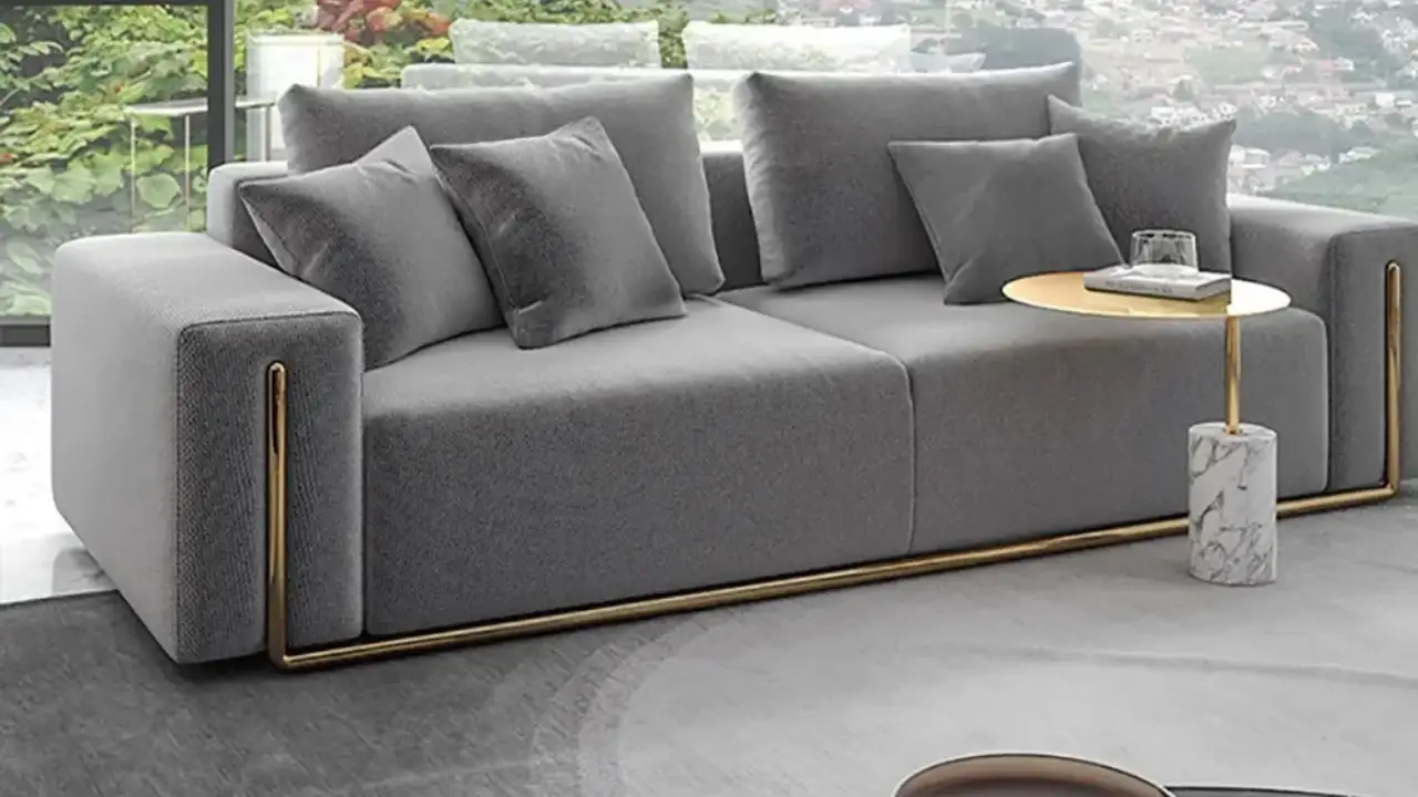 Modern Gray Cotton-Linen 3-Seater Sofa